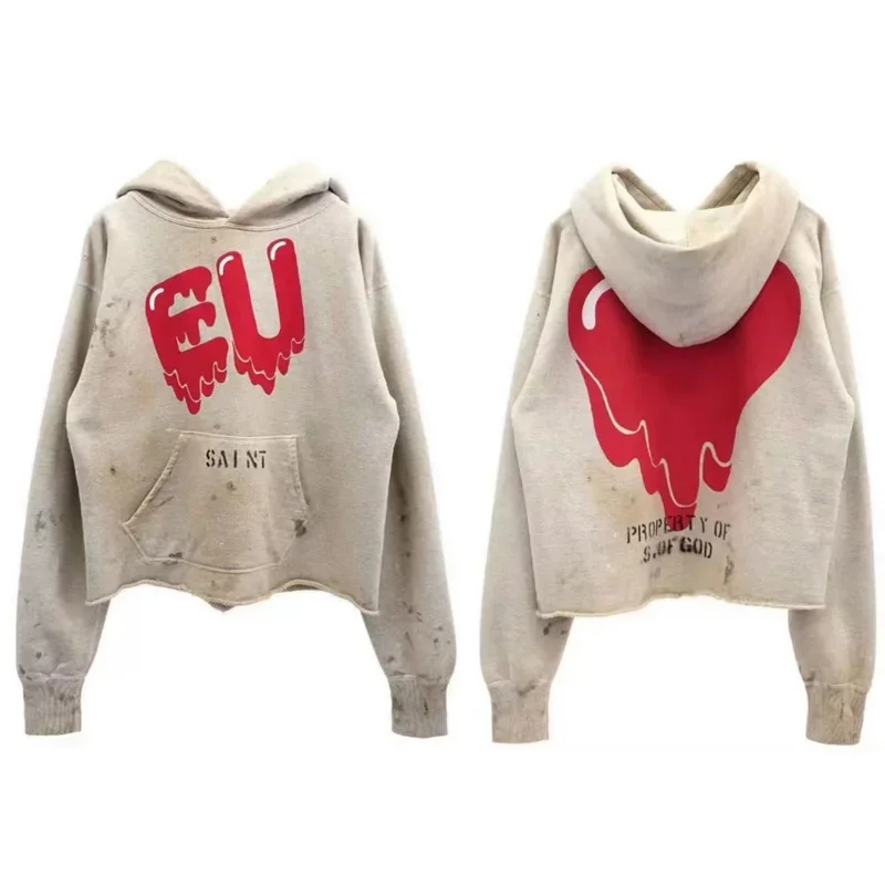Успокойная толстовка с рисунком Saint Melting Love и манжетами по подолу поврежденная