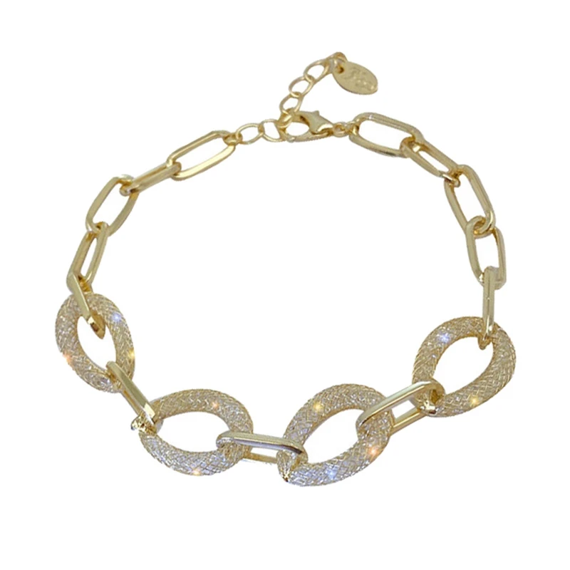 

Металлический сетчатый Браслет-цепочка с кристаллами