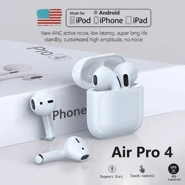 Original Air Pros 4 TWS Wireless Bluetooth Earphones Mini Pod Earbuds Gaming Handfree Headset For Xiaomi Apple iPhone Headphones 1