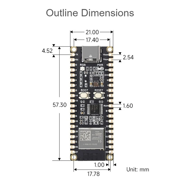 Плата разработки ESP32-C6-Pico Микроконтроллер Wi-Fi 6 Модуль ESP32-C6-MINI-1 поддерживает ESP-IDF