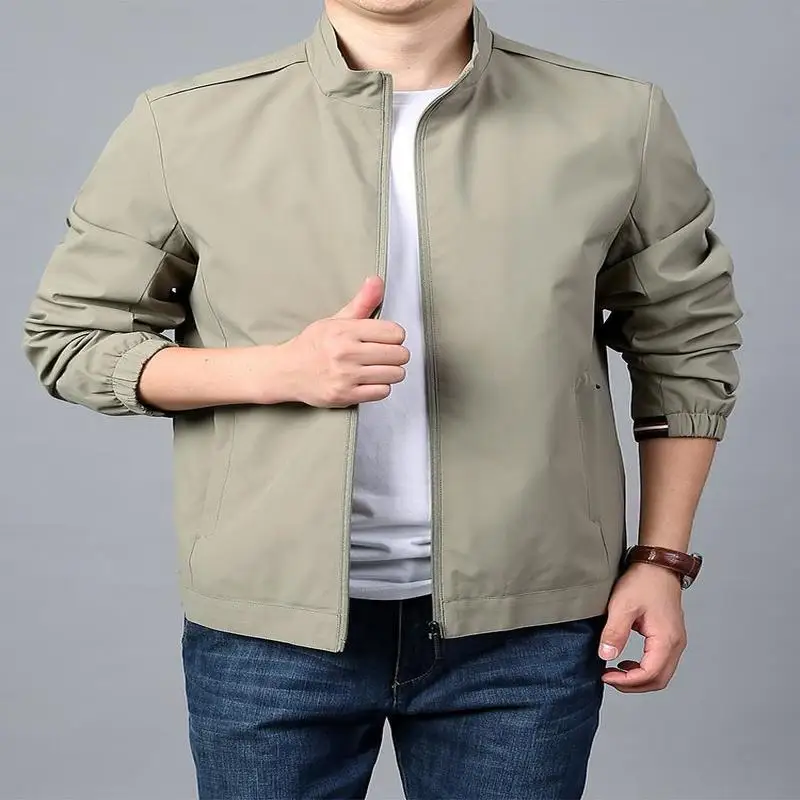 Casual Coat: Men's Spring and Autumn Coat, Thin and Loose, Large Size, Trendy, Handsome, Versatile, Stand Up Collar Sports