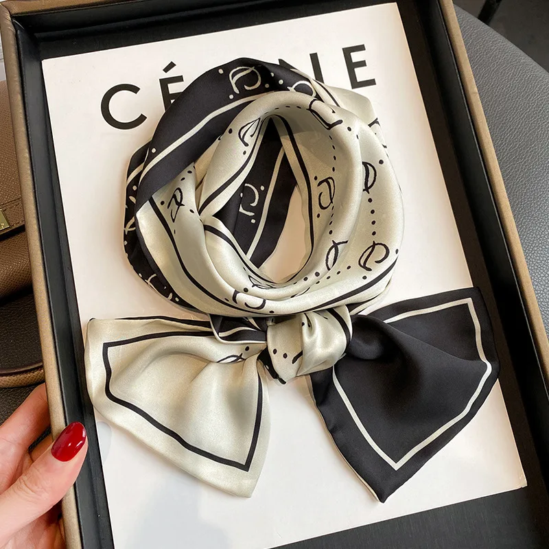 

2023 дизайнерский шарф для волос, модные маленькие искусственные новые шарфы, шали 110x13 см, роскошный шейный галстук, повязка на голову, женски...