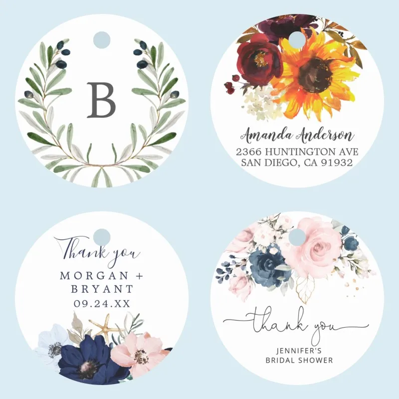

100PCS/Set Custom Favor tags Personalized Circle Wedding Tags With Hole your text or logo Handmand Thank You Labels