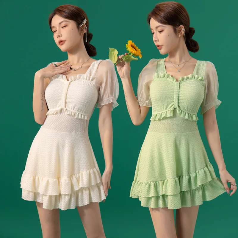 Сексуальный кружевной сетчатый купальник с рукавами женский цельный облегающий