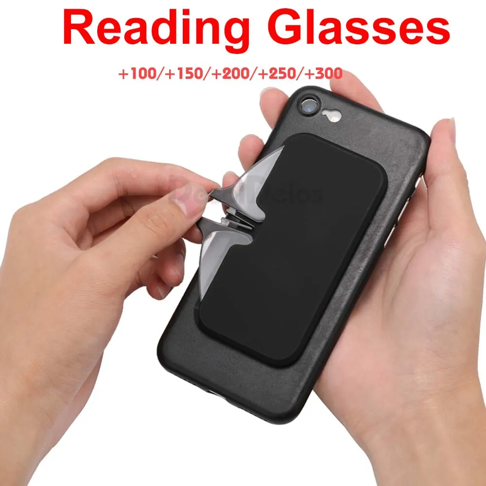 

Legless Clamp nose reading glasses for both men and women portable sticky phone to send ultra-thin glasses case +2.00 +2.50