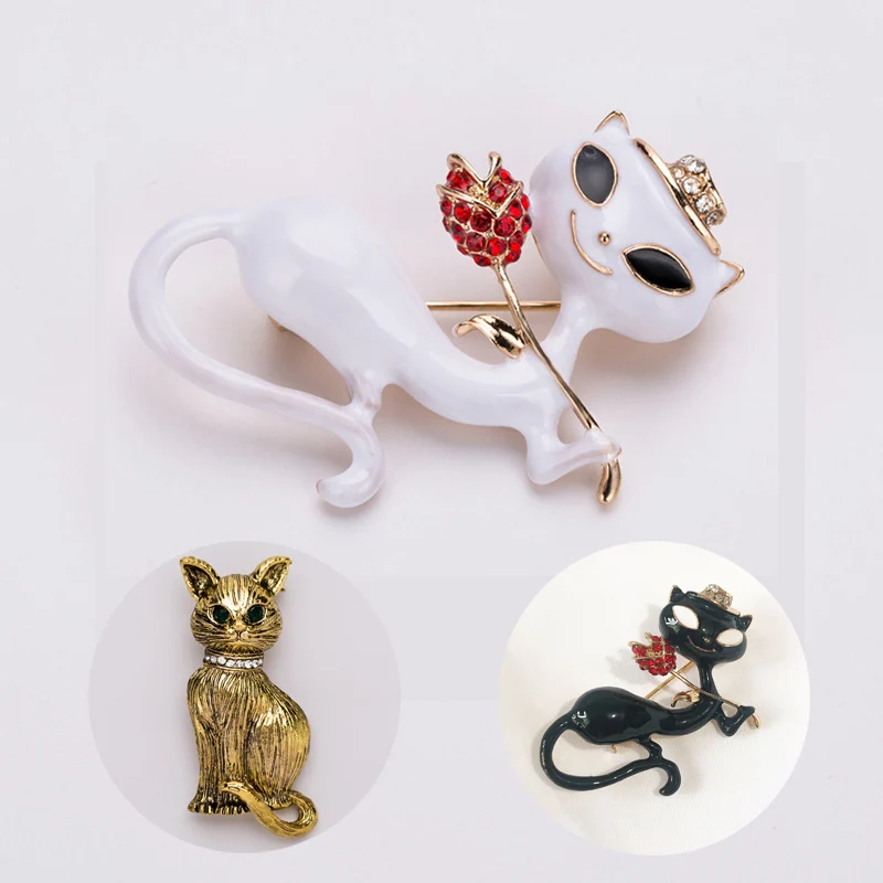 

2022 Animal Brooch Cute Cat Brooch Badge Retro Cat Brooch Delicate Drip Brooch Clothing Accessories Women's Banquet Fashion Gift