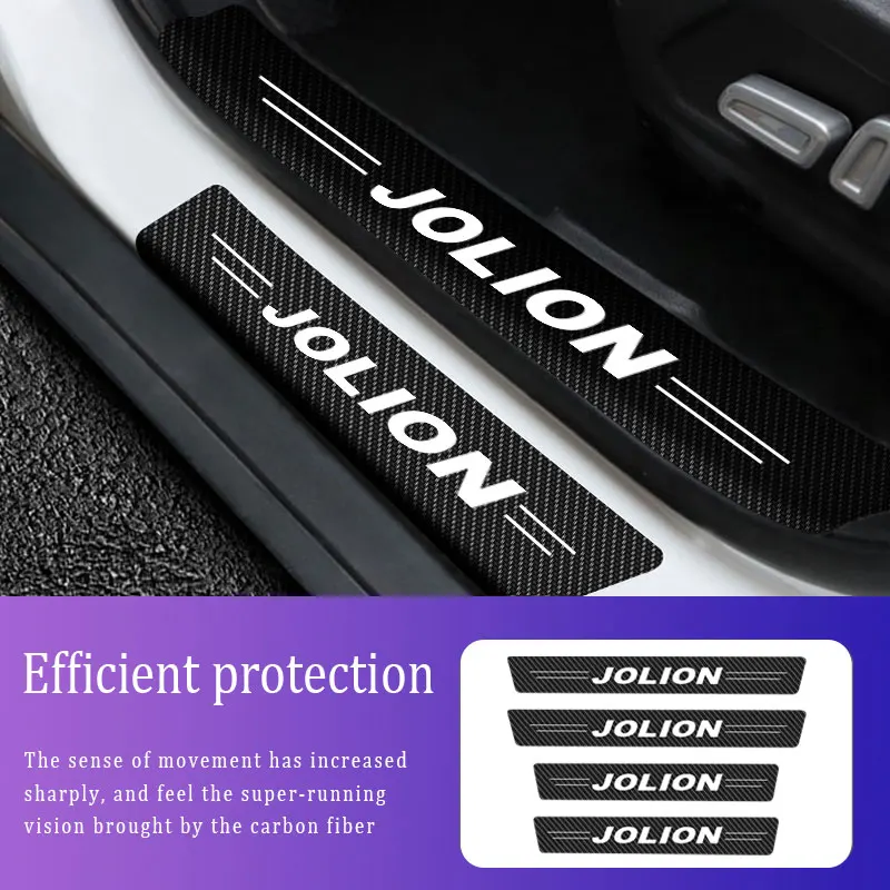 

4Pieces Car Threshold For Lada Jolion Logo Stickers Anti Scratch Door Sill Protector ​Protection Carbon Fiber Auto Accessories