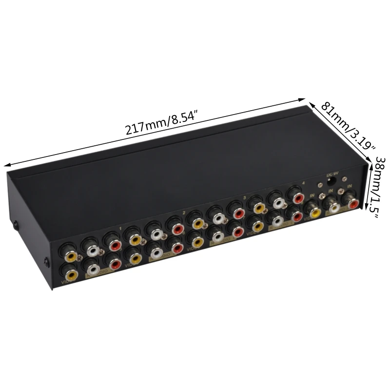 8-полосный композитный RCA AV-разветвитель 1X8 видео 1 в 8-выходной селекторный