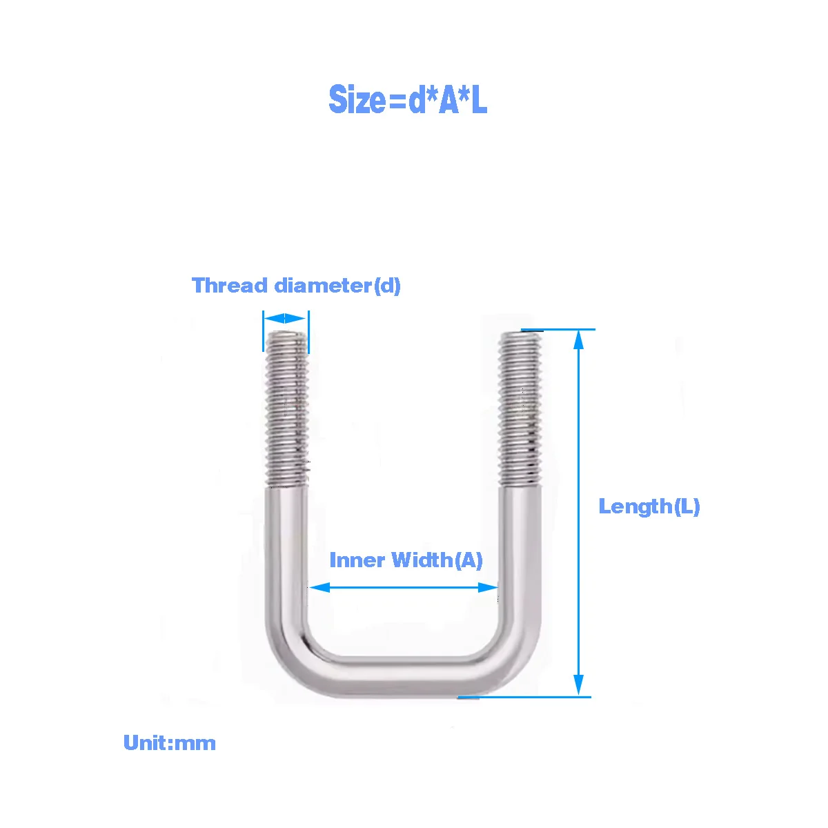 

U-образный винт из нержавеющей стали 304/правый угловой U-образный зажим для квадратной трубки, фиксирующая пряжка M6M8M10M12
