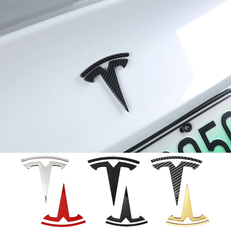 

For Tesla Logo Model 3 Mode Y Zinc Alloy Car Front Hood Cover Emblem Sticker Styling Auto Body Rear Trunk Badge Accessories