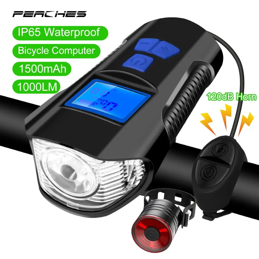

Bicycle Light Set Speedometer LED Bicycle Light With Horn LCD Display USB Rechargeable Bike Light IPX5 Waterproof Headlight