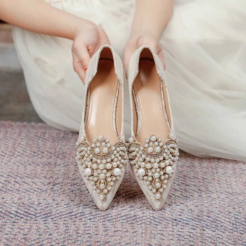 

BCEBYL New Fashion Ladies Spring and Autumn Jumbo Party Wedding Shoes Party Banquet Feeling Flat Shoes Zapatos De Mujer
