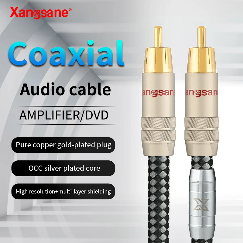 

Xangsane 6NOCC silver plated digital coaxial audio cable 75 Ω subwoofer cable output SPDIF TV power amplifier 5.1 audio DC power