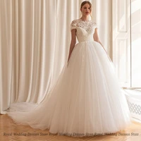 fashion a line wedding dresses beading applique handmade flower sexy lace open back 2022 summer floor length gowns robe de ma