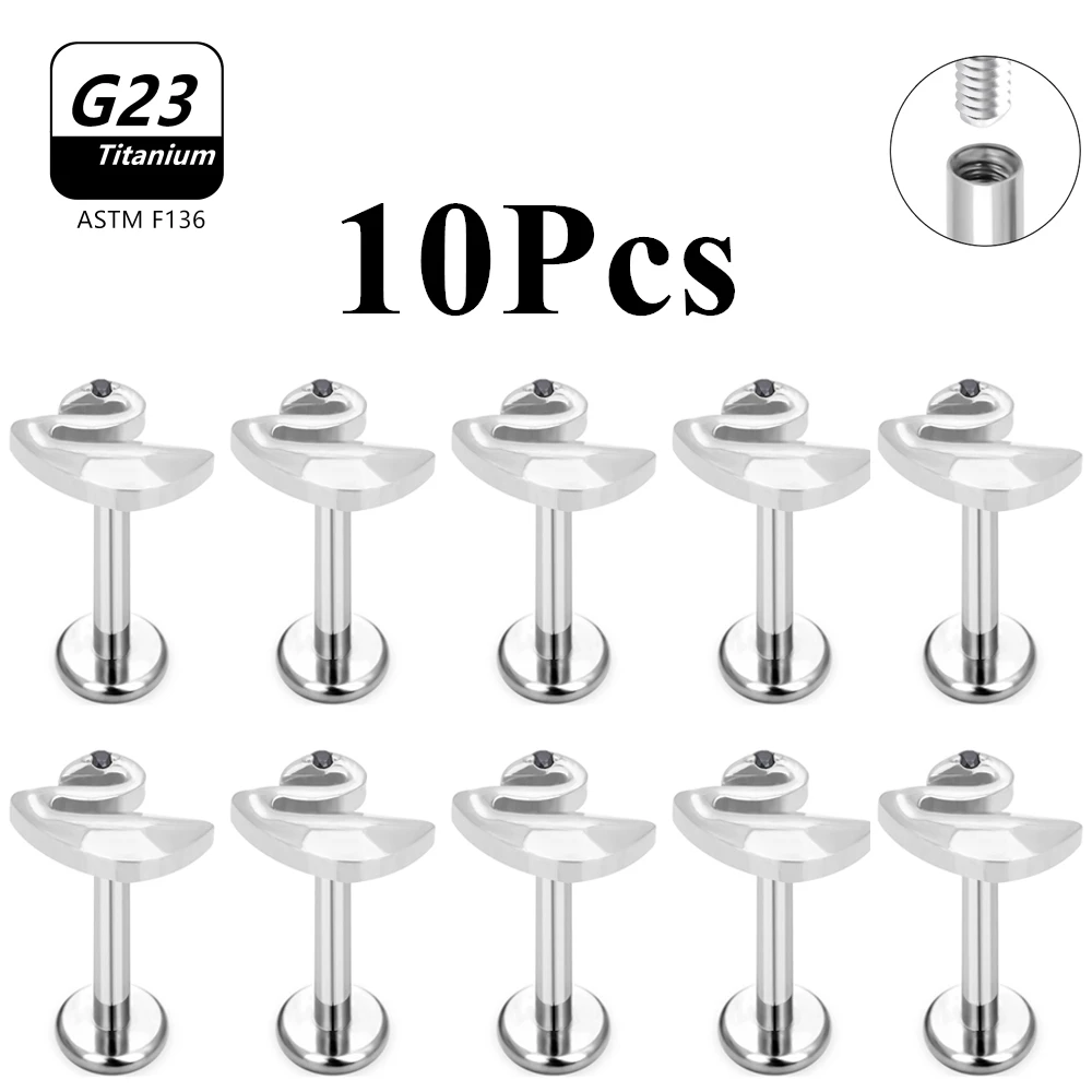 

10PCS Body Jewelry 16G G23 Titanium Swan Animal Lip Labret Bar Ear Helix Tragus Rook Barbells Stud Piercing Wholesale