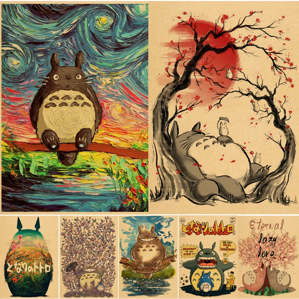 

Vintage Anime Studio Ghibli Metal Prints Posters Kawaii Cartoon Totoro Wall Decor Study Room Bar Cafe Wall Paintings