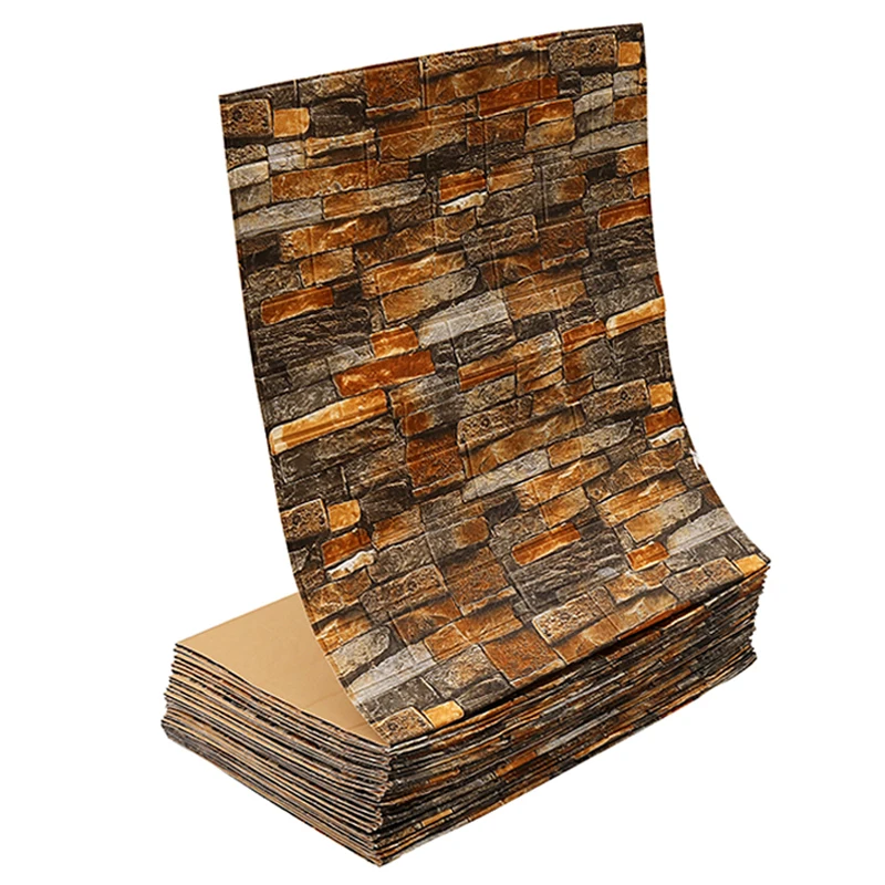 

3D Wood Grain Wall Stickers Paper Brick Stone wallpaper Rustic Effect Self-adhesive Home Decor Sticker Room