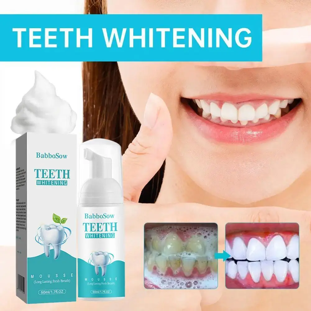 

50ml Herbal Teeth Whitening Mousse Deep Cleaning Repair Neutralizes Yellow Breath Fresh Stains Tones Plaque Dental Bright O3E2