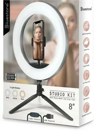 

SK3-BK Vlooger Studio Kit 8 Inch Ring Light on Foldable Tripod