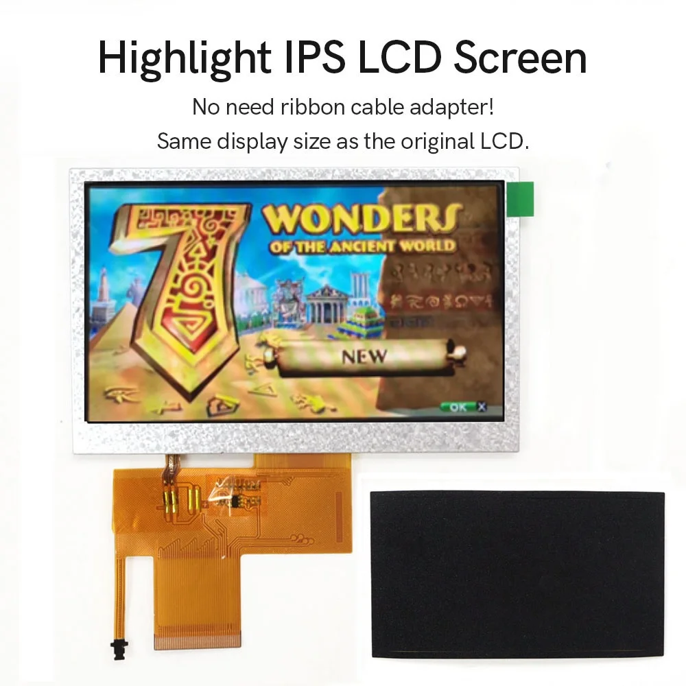 Фото Для консоли PSP 1000: 4,3-дюймовый IPS LCD-экран, комплекты экранов с высокой яркостью, не требуют адаптера для шлейфа, просты в установке. №1