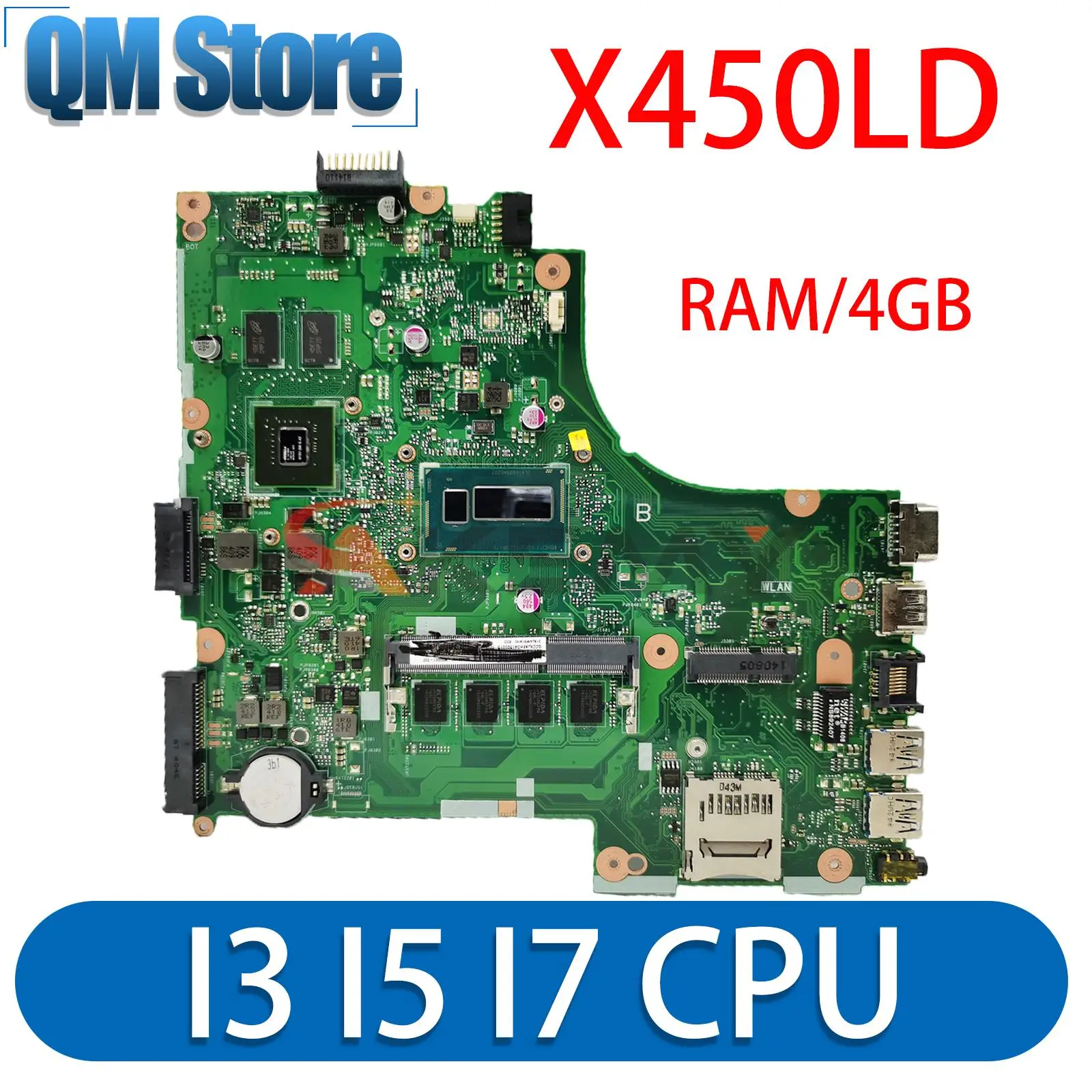 

Материнская плата для ноутбука X450LD A450LD P450LD K450LD F450LD X450LA I3 I5 I7 CPU RAM/4GB UMA/GT820M