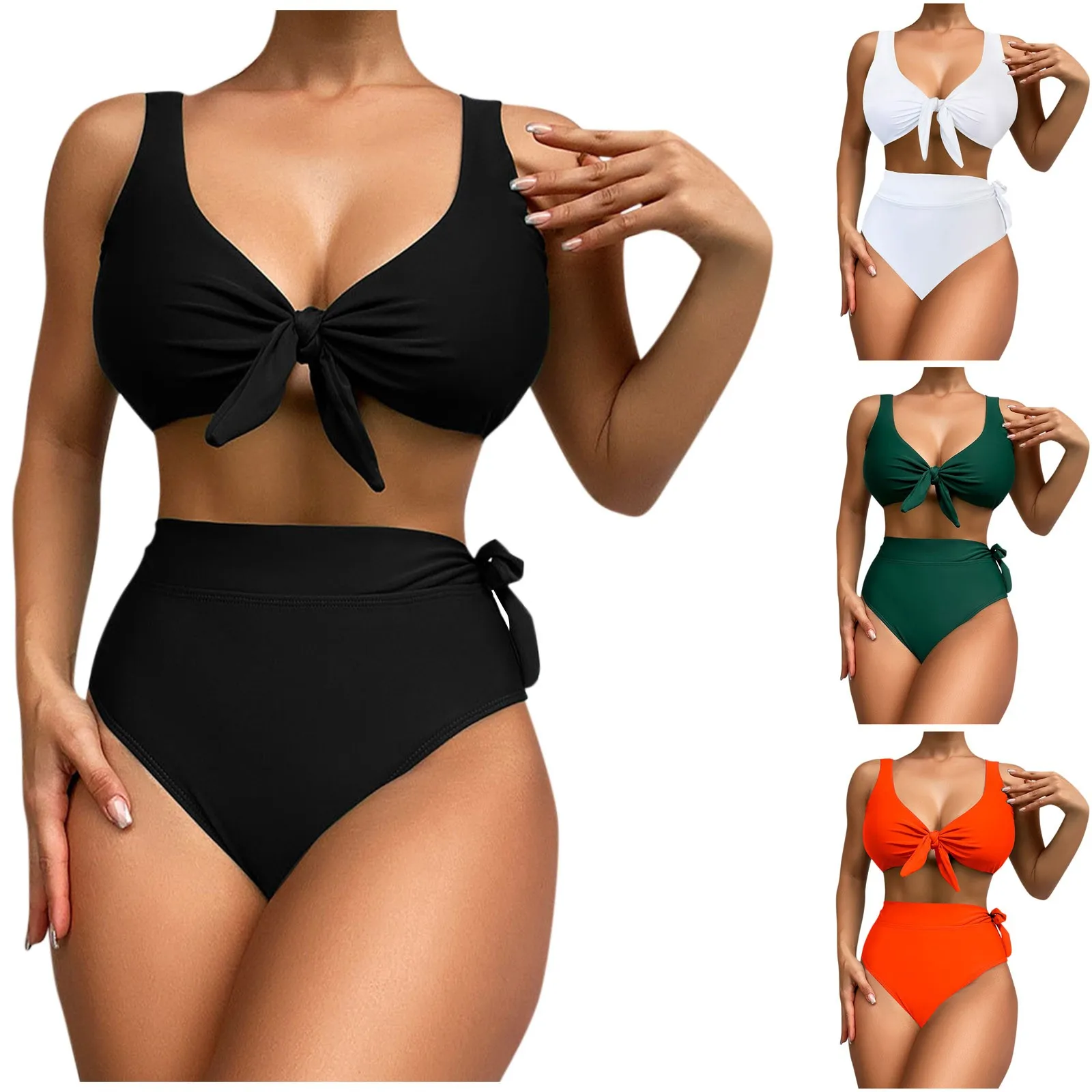 

Соблазнительное бикини 2023, женские винтажные бразильские бикини, соблазнительное бикини на шнуровке с воротником, однотонный раздельный купальник, купальные костюмы, купальники