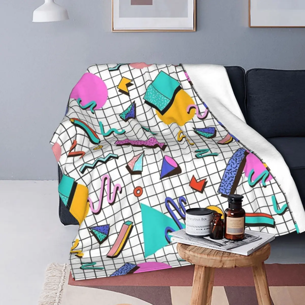 

Funky 80s Eighties Memphis Pattern Design Blankets Flannel Multi-function Throw Blankets Sofa Blanket Throws Bedspread Quilt