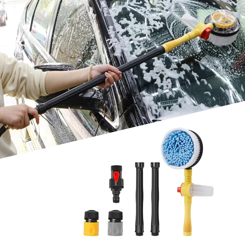 

8pcs/set Auto Rotating Retractable Car Wash Brush Portable Car Mop Cleaning Brush 360 ​​degree Rotate Car Foam Brush Retractable