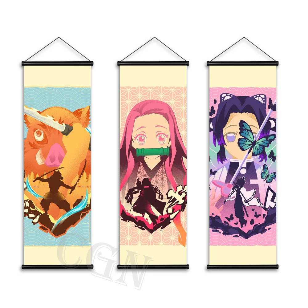 

Japanese Anime Role Art Poster Hanging Scrolls Canvas Painting Demon Slayer Wall Pictuer Home Cuadros Decoration Child Bedroom