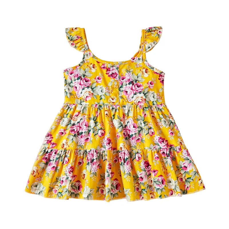 

Детское летнее новое платье для маленьких девочек, платье без рукавов с богатыми цветами, детское хлопковое платье принцессы с принтом