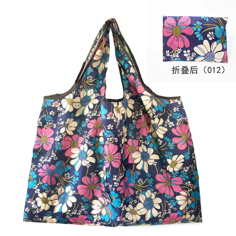 

Ladies Reusable Shopping Tote Bag Women's Foldable Recycle Shopping Bag Eco Friendly Floral Fruit Vegetable Grocery Pocket Bags