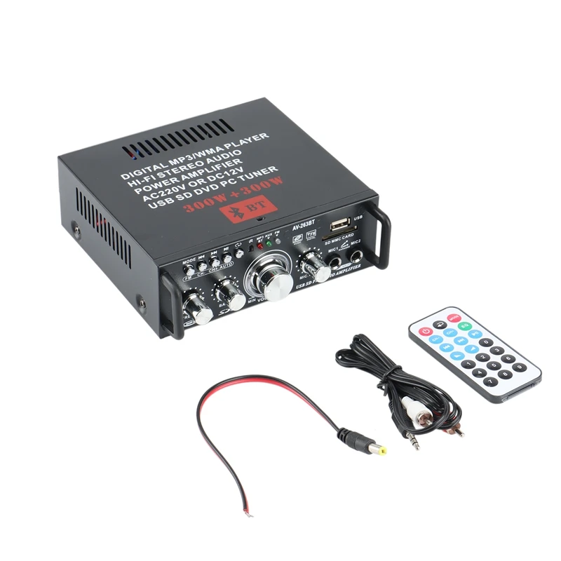 

Mini Amplifier Audio Bluetooth Stereo Power Amplifier FM SD HIFI 2CH AMP Audio Music Player For Car Home(EU Plug)