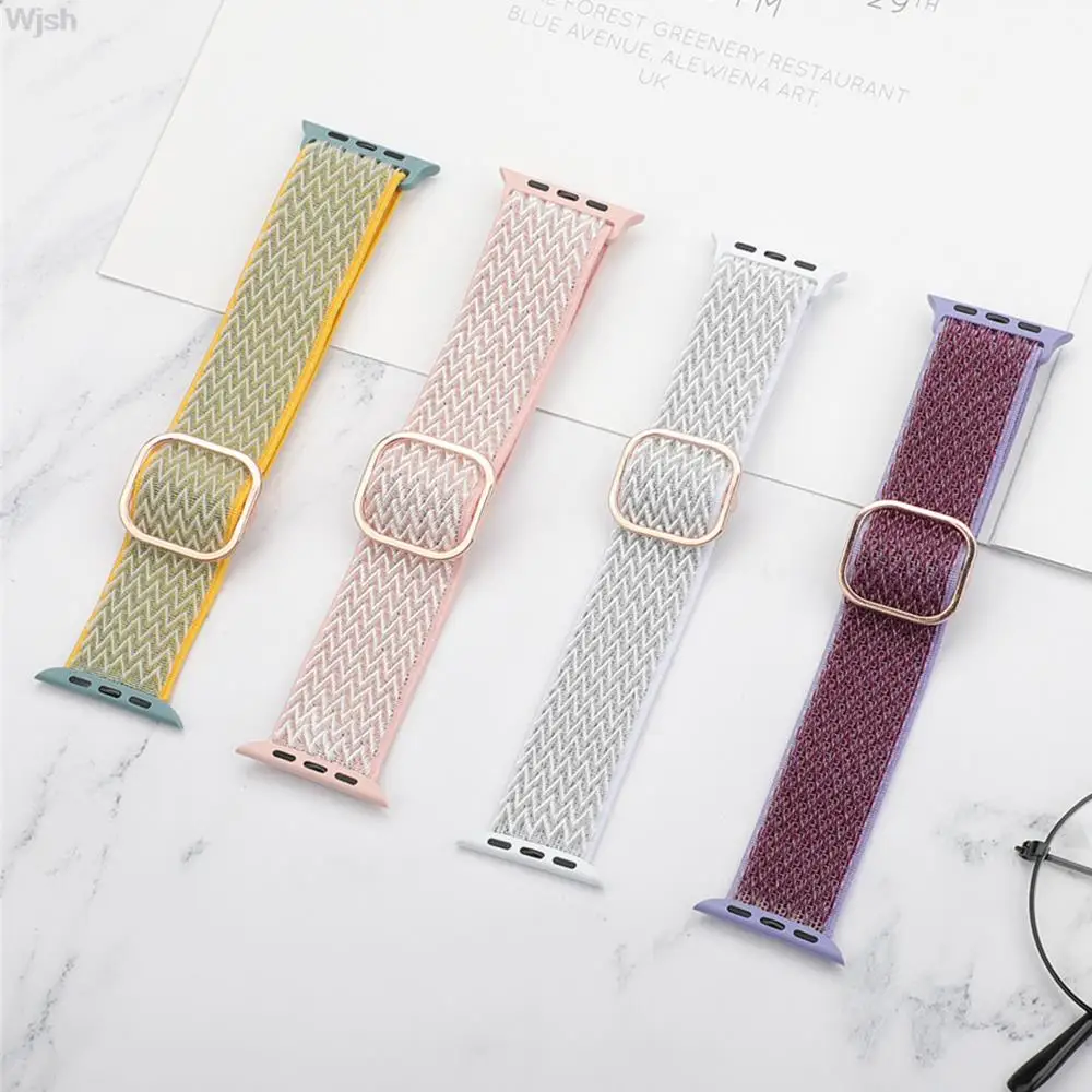 

Nylon Braided Loop Strap for Apple Watch 38/40/41mm 42 /44mm Adjustable Elastic Wrist Band Bracelet for iWatch Series 6 SE 5 4 3