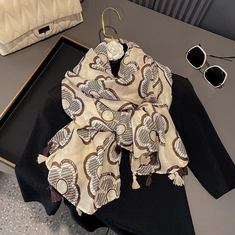 Зимняя мода вискозные шали с кисточками и маком женский шарф высокого качества