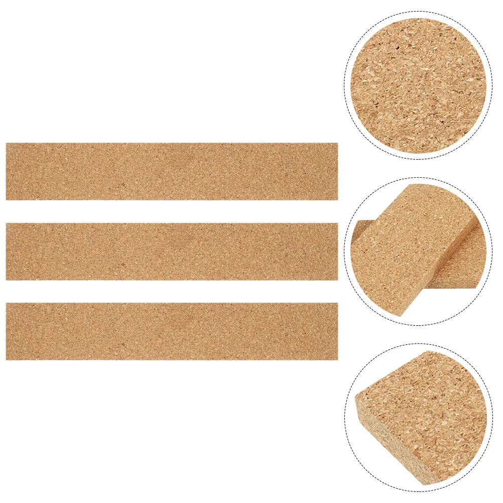 

3 Pcs Adhesive Cork Strips Message Bulletin Office Supplies Wall Photo Board Frameless Memo Slats Home Tiles