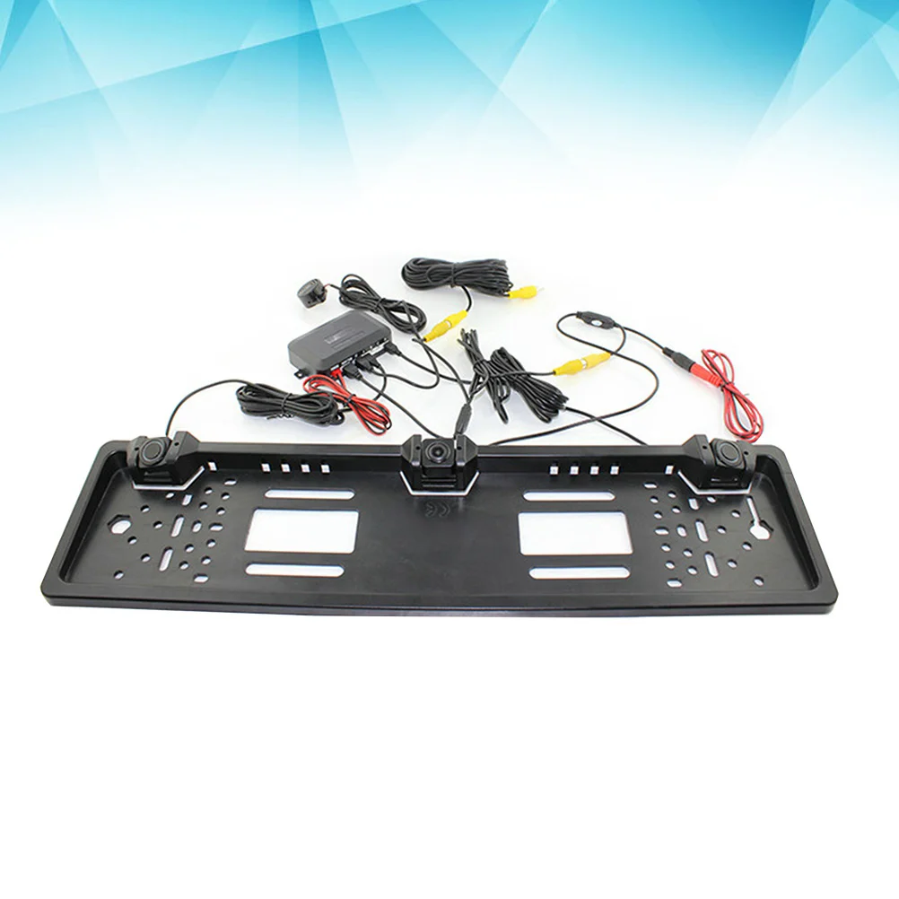 

Car Reversing Parking Sensor System Rear View Backup Camera European License Plate Frame Car Reverse Backup System (Black)