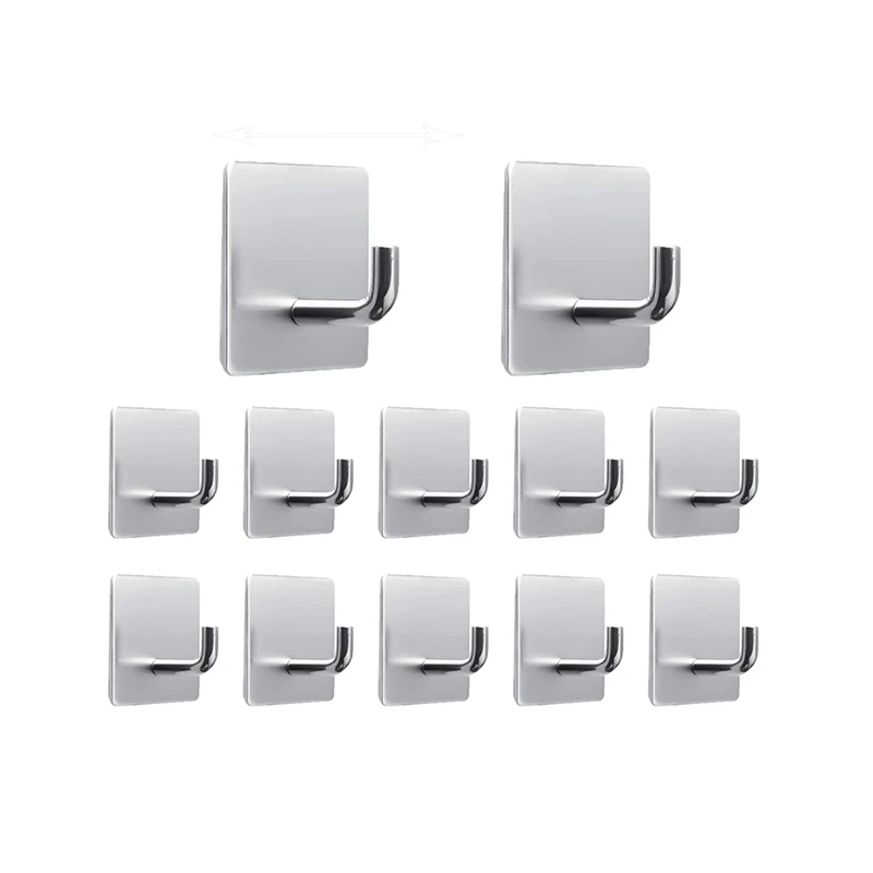 

12 шт., самоклеящиеся крючки для полотенец, из нержавеющей стали