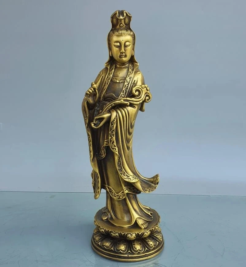 

China brass seiko ruyi Guanyin bodhisattva crafts statue