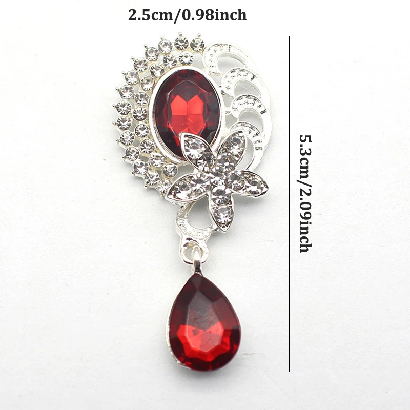 

1PCS 25*53MM Water Drop Brooch Button Alloy Rhinestone Button Diy Sewing Handmade Decoration Accessories