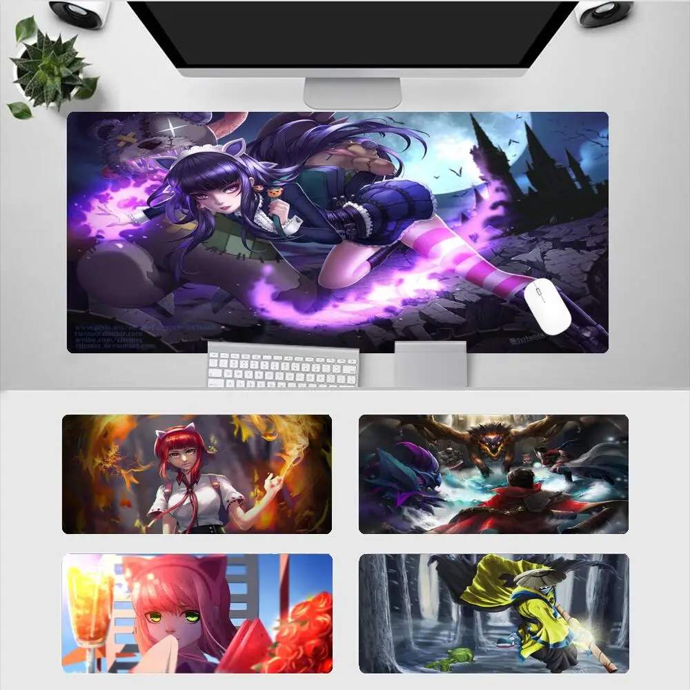 

Annie League Of Legends Mouse Pad Large Notebook Laptop LOL Kawaii Desk Mat Office Gaming Accessories 900X400 Pc Mousepad Mats