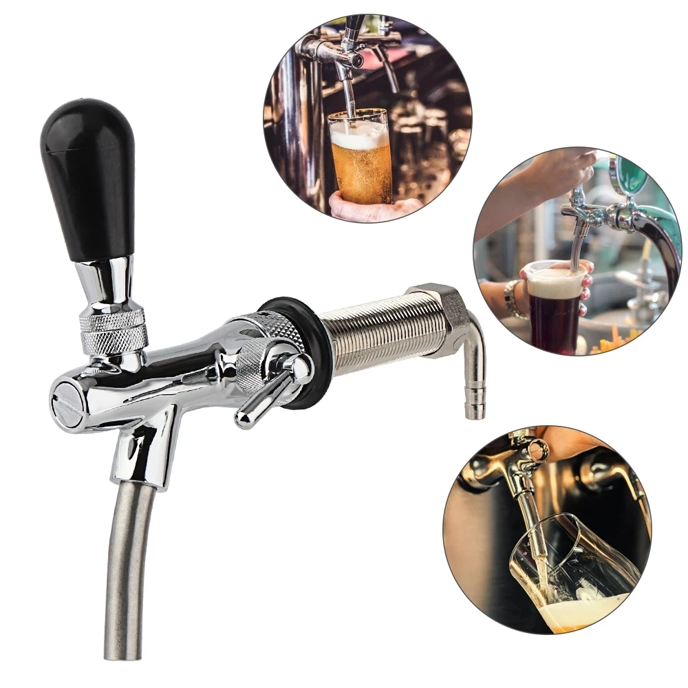 

Beer Faucet & Adjustable Tap Beer Shank Chrome Tap Plating With Ball Lock Disconnect Liquid For HomeBrew Cornelius Keg Dispenser