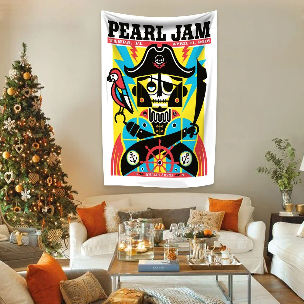 Гобелен в американском стиле рок-группы с жемчужинами настенное украшение