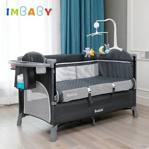 Портативная детская кроватка IMBABY с подгузником, многофункциональная кровать для новорожденных, детская кроватка-качалка, детская кроватка для детей от 0 до 6 лет