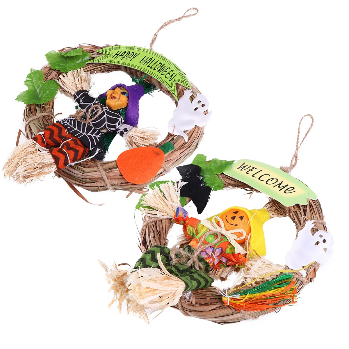 

2pcs Scarecrow Ornament Small Scarecrow Garland Hanging Witch Decoration Scarecrow Lawn Decoration