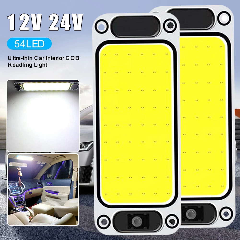 

54LED Car Interior Reading Light COB 12V 24V Roof Celing Panel Lamp High Brightness Dome Map Light With Switch For Car Trunk