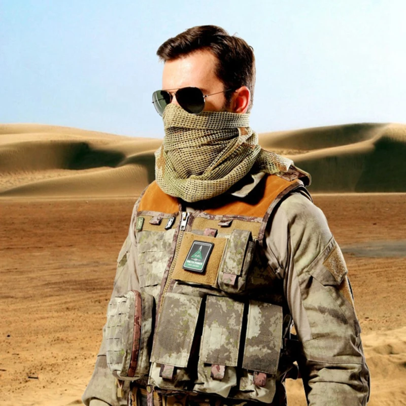 

Военный Тактический шарф, камуфляжный сетчатый шарф на шею, снайперский шарф-Фата, накидка на голову для кемпинга и охоты