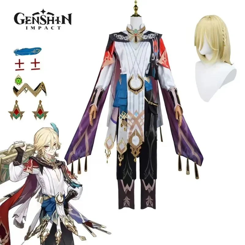 

Game Genshin Impact Kaveh Cosplay Costumes Anime Halloween Costumes for Women Man Full Set Role Play Clothing Wig Party Uniform