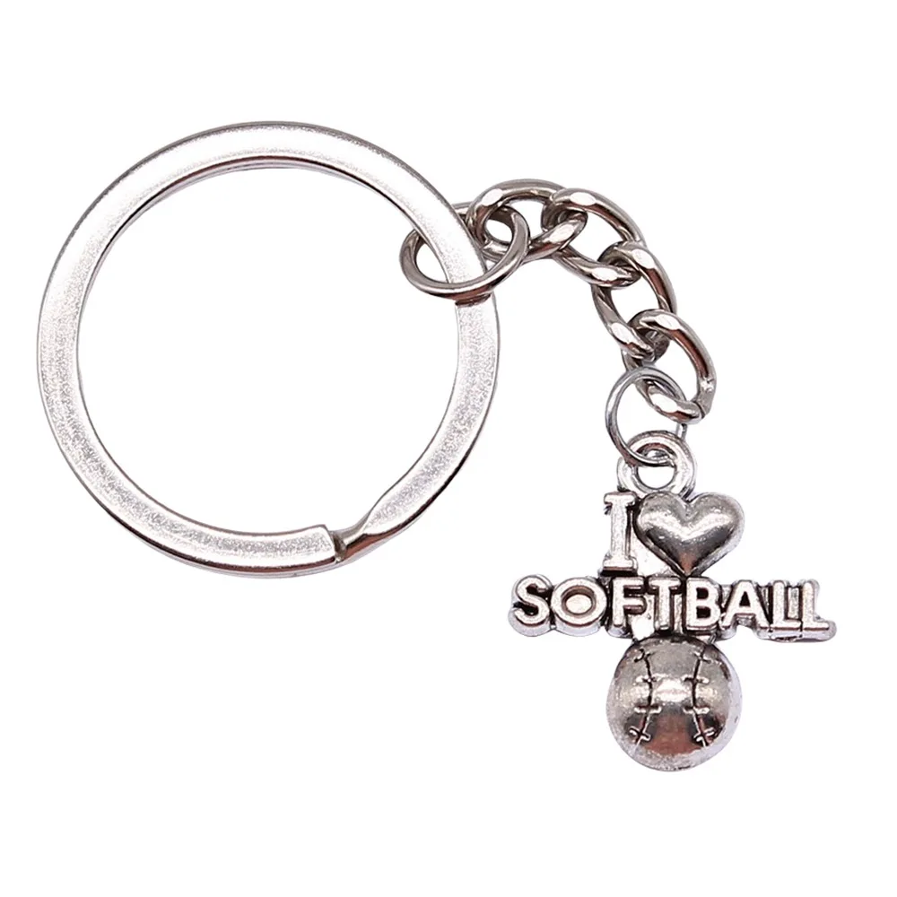 Прямая поставка сувениры подарок мужской брелок 2 цвета 20x19 мм I Love Softball подвеска