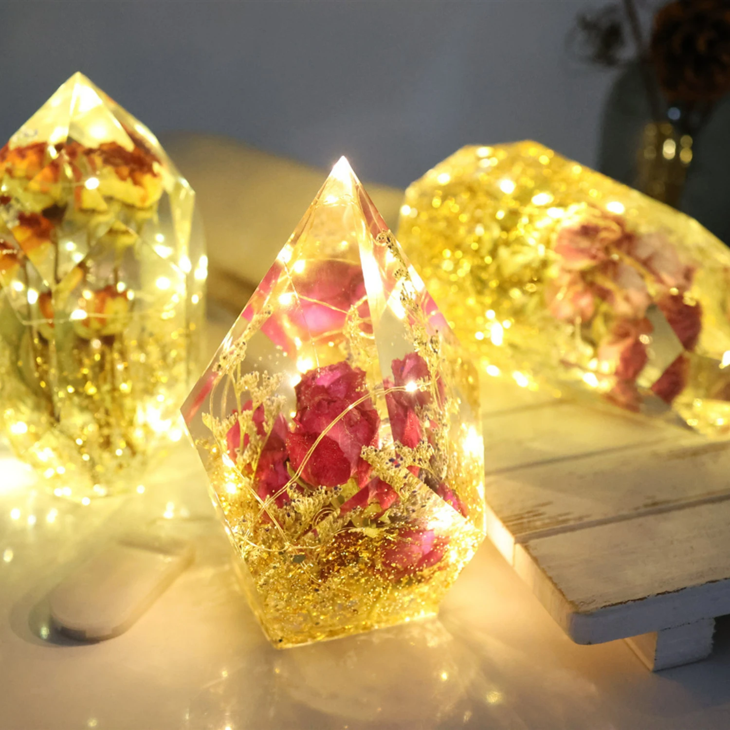 

Diy Crystal Epoxy Resin Mold Gemstone Faceted Bracelet Holder Jewelry Holder Mirror Silicone Mold