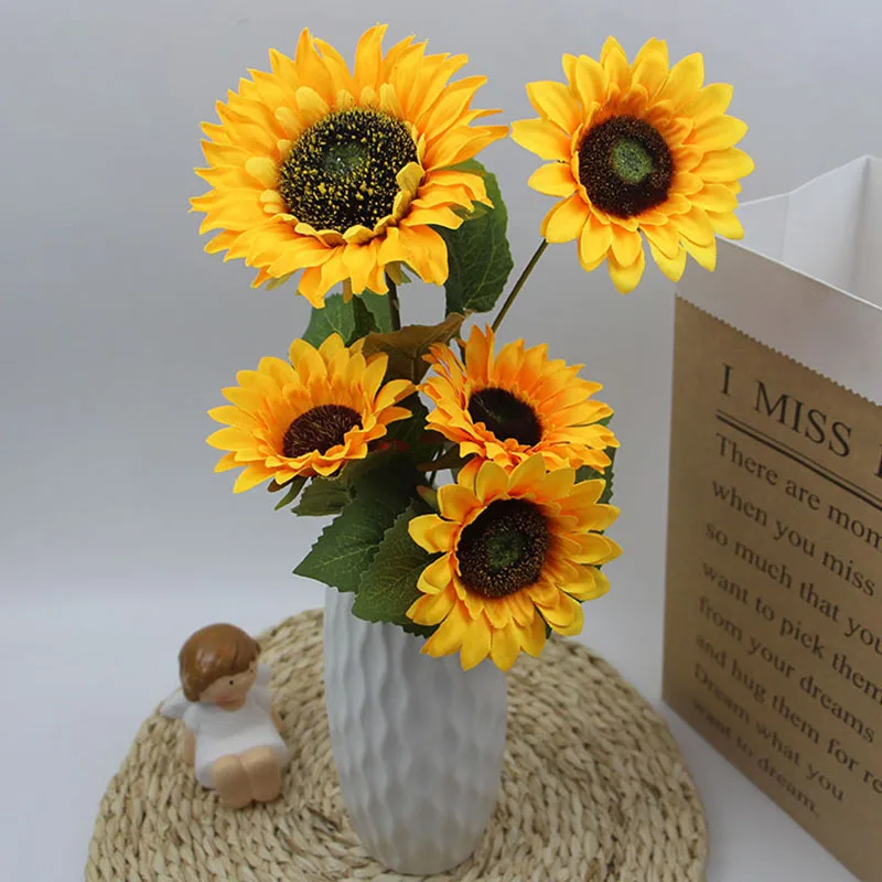

Bunch Artificial Sunflower Silk Flower Bouquet for Wedding Party Home Garden Decoration High Quality Simulation Fake Flowers